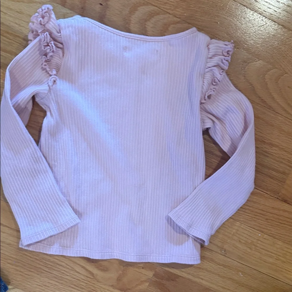 Jumping Beans Heart Embellished Denim Jeans and Pink Ruffle Long Sleeve Top 4T